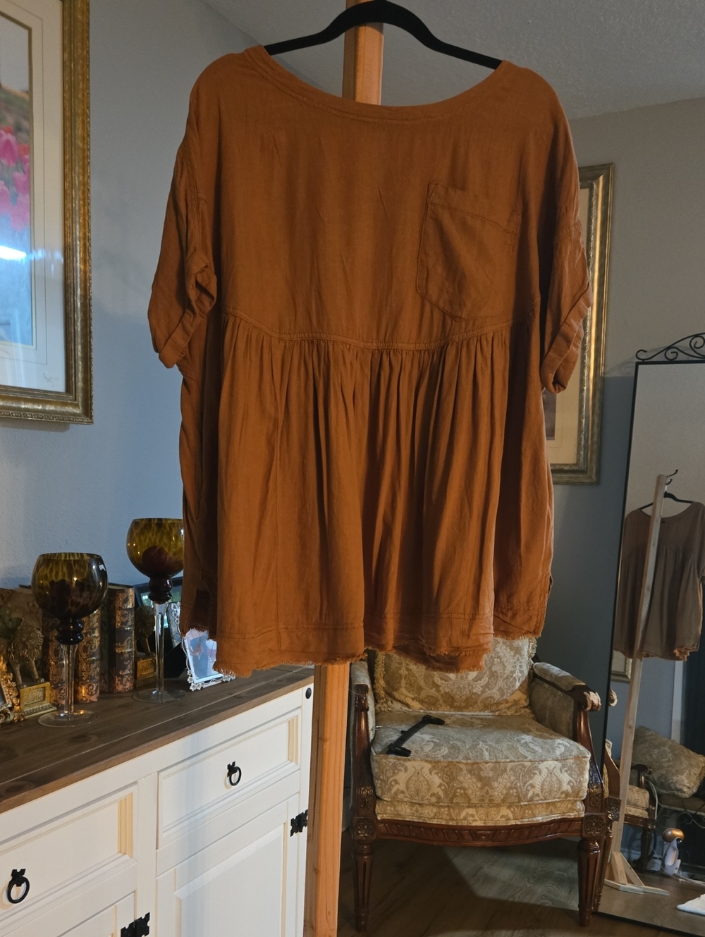Free People Rust Short-Sleeve Peplum Tunic